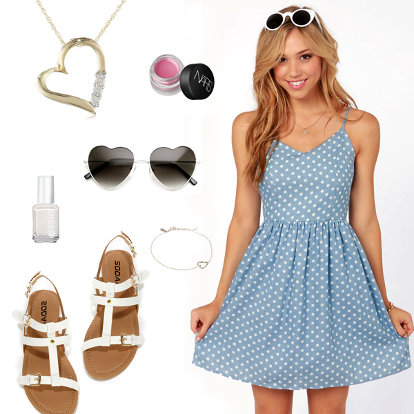 Blue Polka Dot Summer Dress