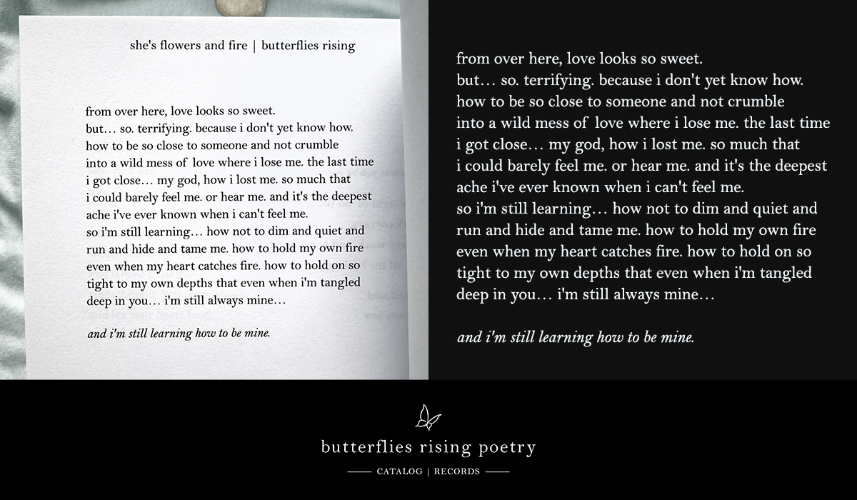 from over here, love looks so sweet. but… so. terrifying. because i don't yet know how. how to be so close to someone and not crumble