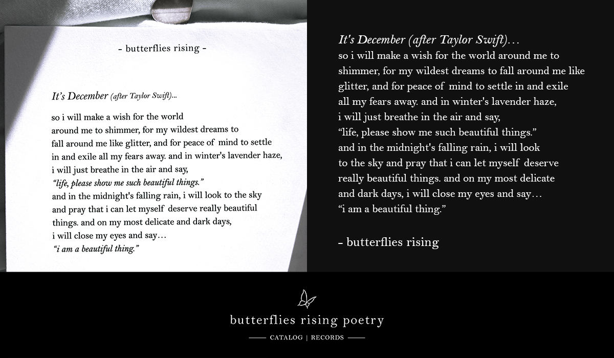 In December… i will make a wish for the world around me to shimmer, for my wildest dreams to fall around me like glitter